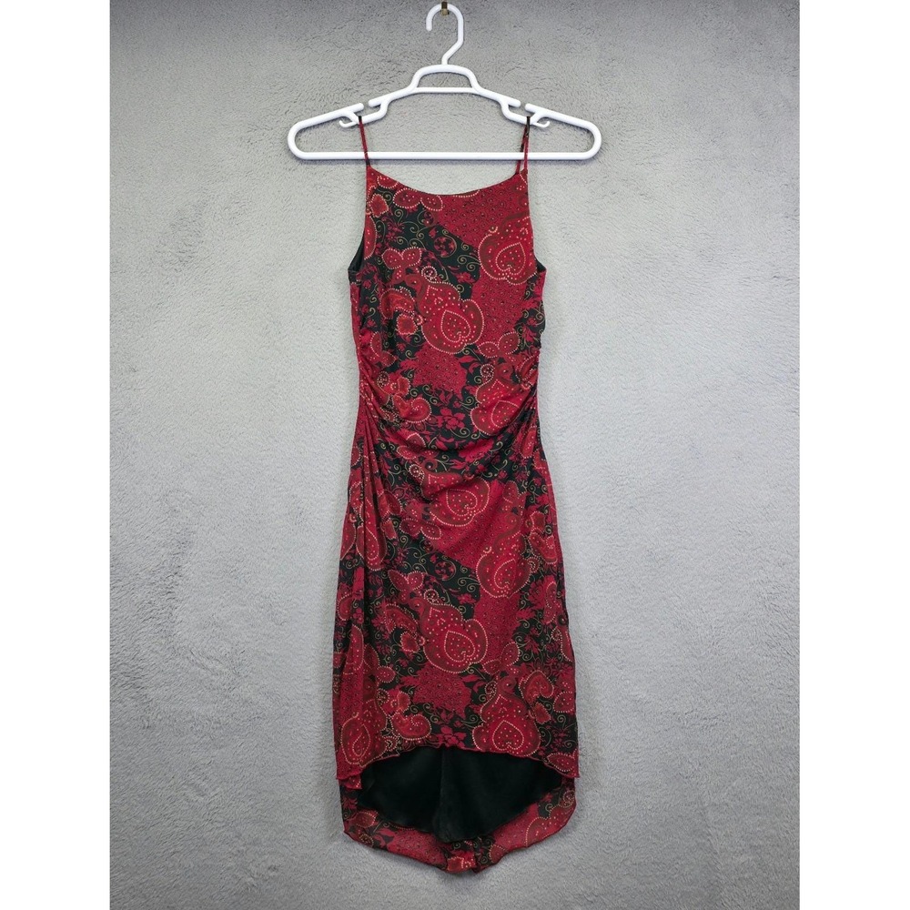 Y2K Vintage Rampage Dress Women M Red Black Asymmetrical Whimsigoth Fairy Floral - Picture 3 of 16